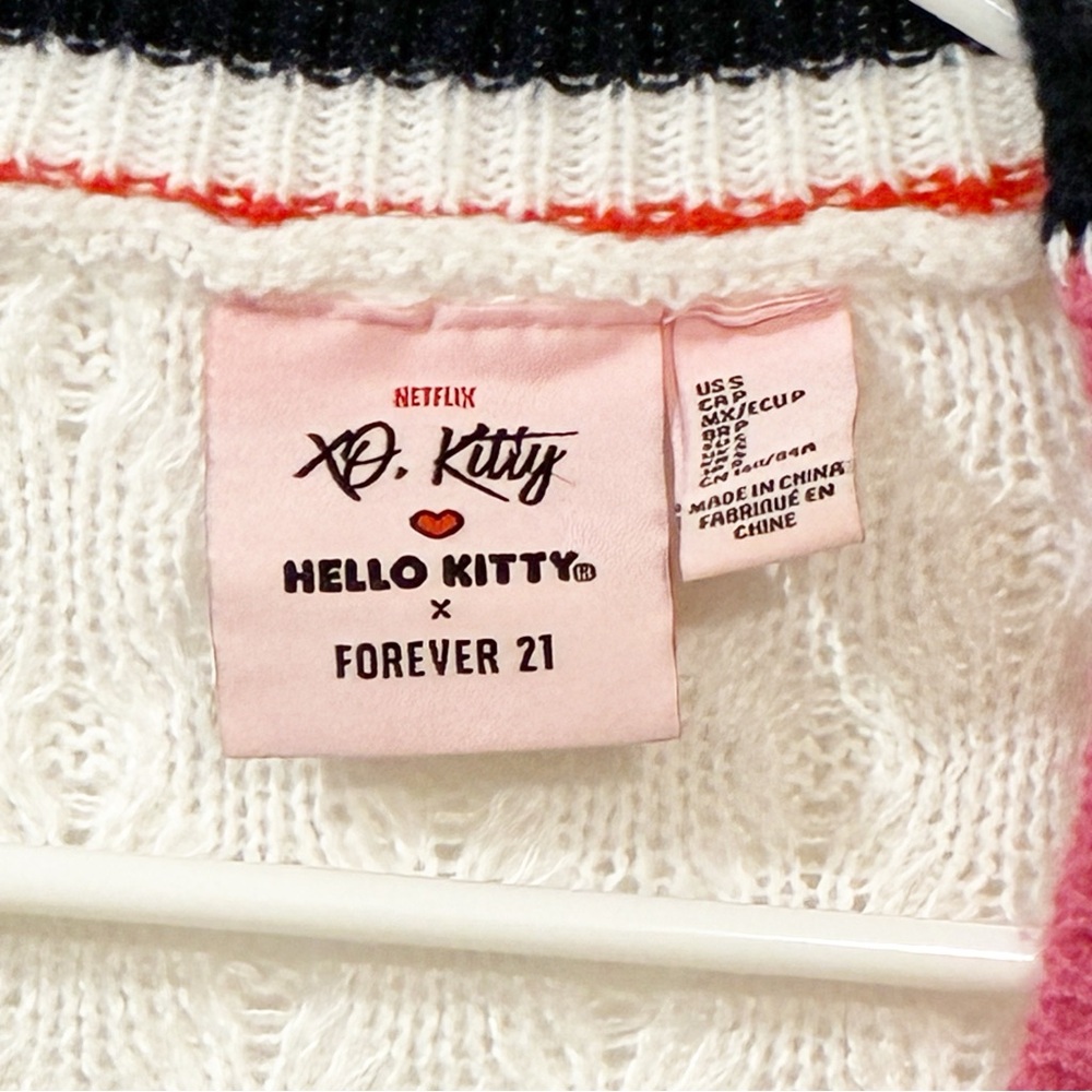 XO Kitty Hello‎ Kitty Forever 21 Cropped Knit Cardigan Sweater Size Small - Picture 4 of 6